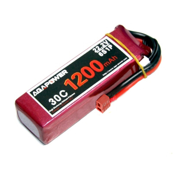 Акумулятор AGA POWER Li-Po 1200mAh 22.2V 6S 30C Softcase 26x34x105мм T-Plug